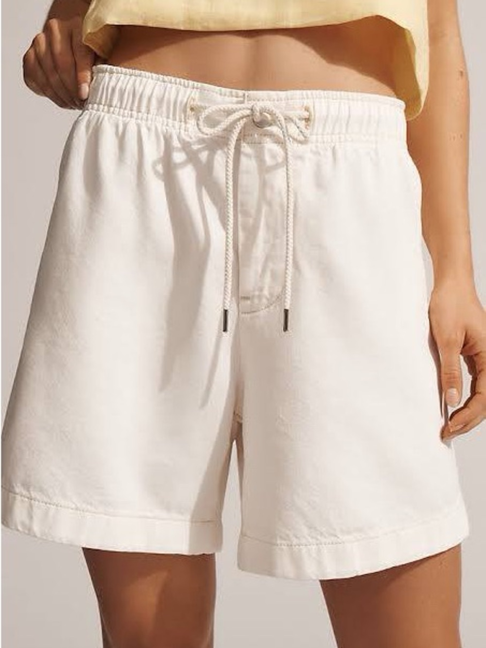 Pilcro Cream Drawstring Lounge Shorts